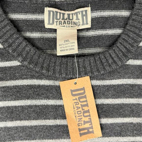 Duluth Trading Company Gray Strongarm All-Over Stripe Crew Sweater size 2XL NEW - Picture 7 of 7